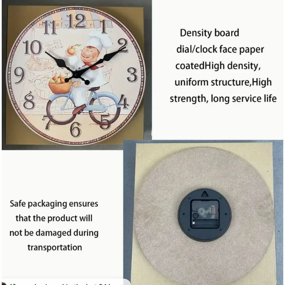 Kitchen Round Wall Wooden Clock (12